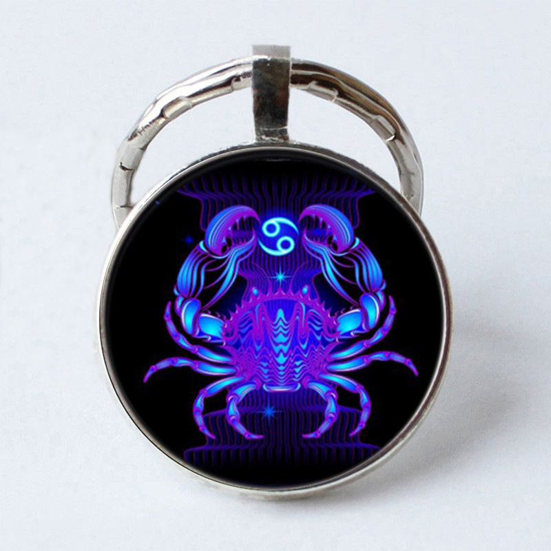 Twelve Constellation 25mm Time Gem Metal Keychain Cancer - Shop at LoveMi