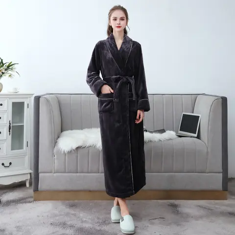Couple Fattening and Lengthening Flannel Bathrobe