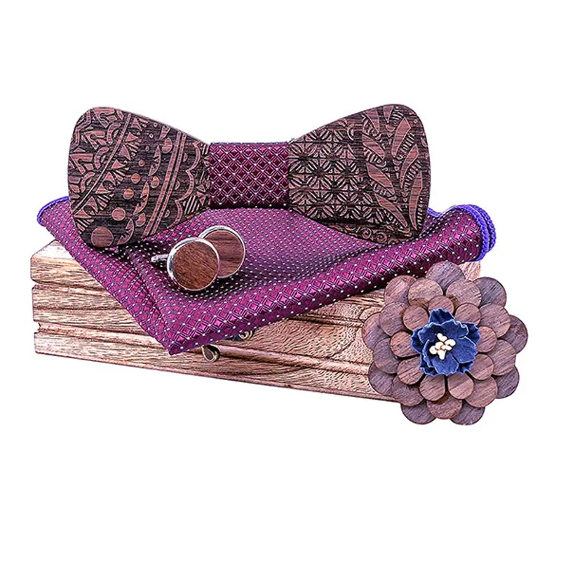 Wooden Bow Tie European and American Wedding Pink Bow Tie Men's Accessories Logo Customization