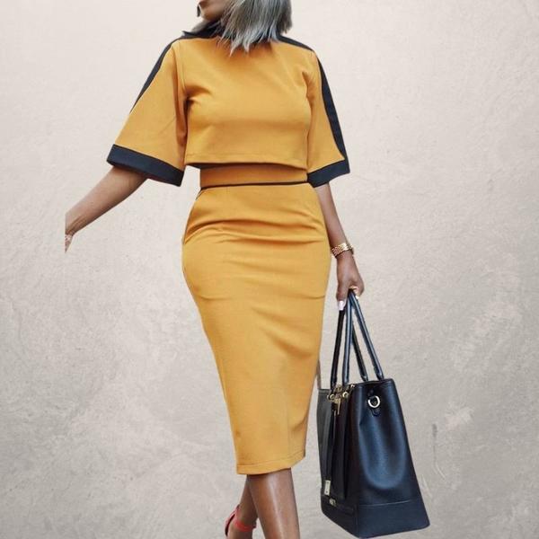 Stitching cropped top suit