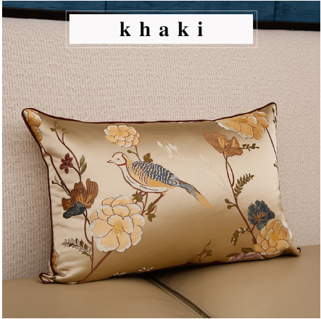 غطاء وسادة من الجاكار المطرز بدقة بأسلوب صيني