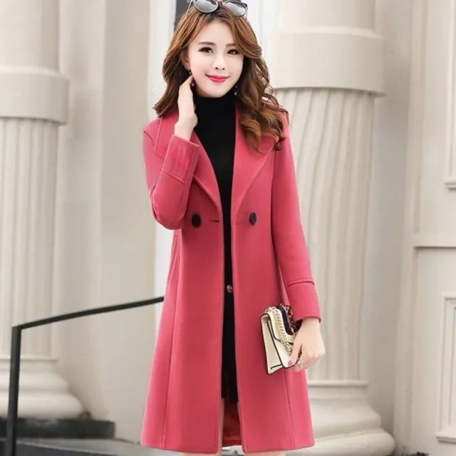 Thick Woolen Coat Women Middle Aged and Elderly Plus Cotton Watermelon Red - Shop at LoveMi