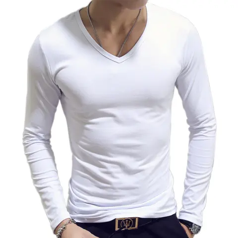 Slim-Fit Solid Color Round Neck Pullover Men's