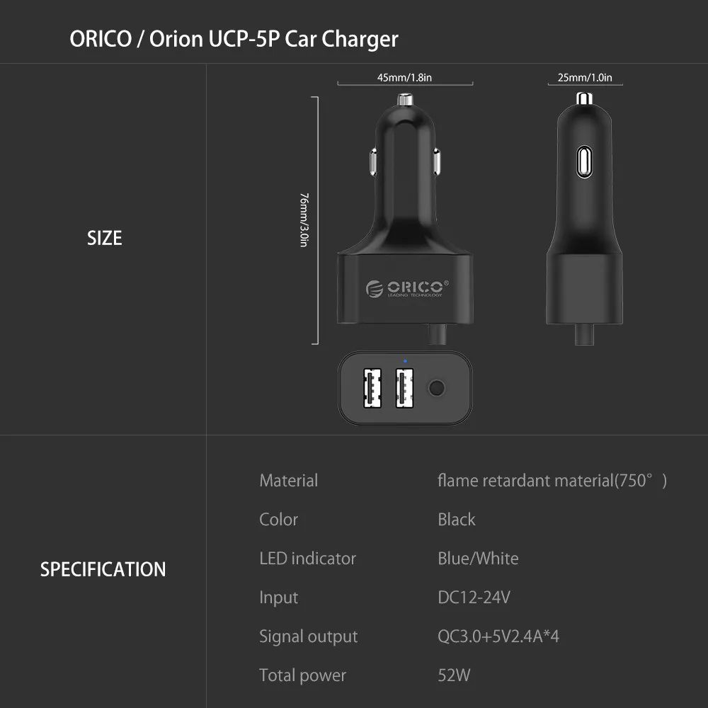 ORICO fast charge qc3.0 car charger – image 2