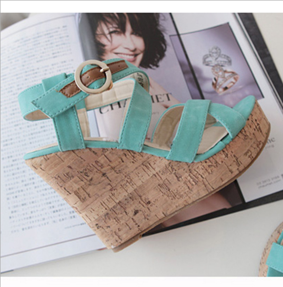 New sandals women's platform women's shoes fish mouth flat bottom platform wedge shoes Green - Shop at LoveMi