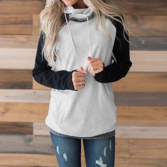 Diagonal zip-up hoodie sweatshirt