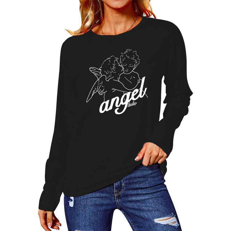 Cotton loose-fitting angel print T-shirt