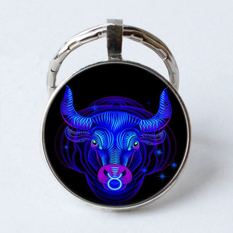 Twelve Constellation 25mm Time Gem Metal Keychain Taurus - Shop at LoveMi