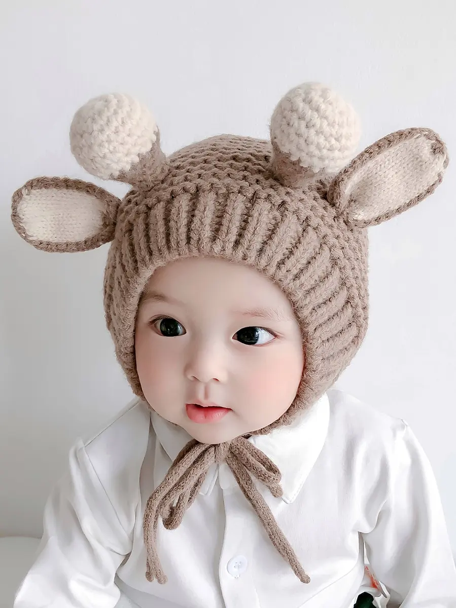 Autumn and winter ear protection baby woolen hat