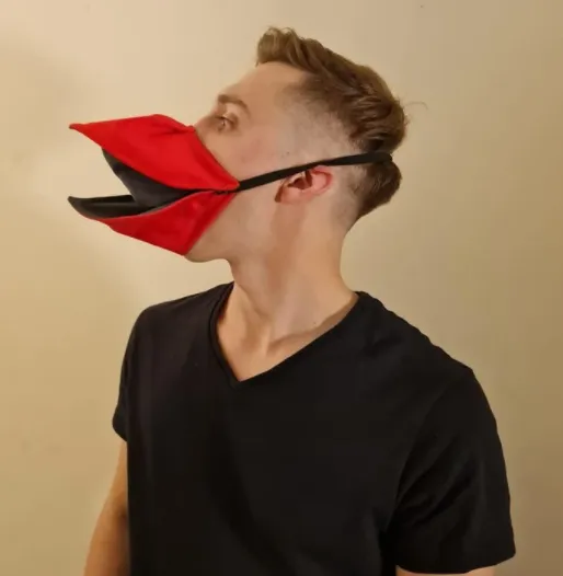 Hand Made Duck Talking Face Cover Red - Shop at LoveMi
