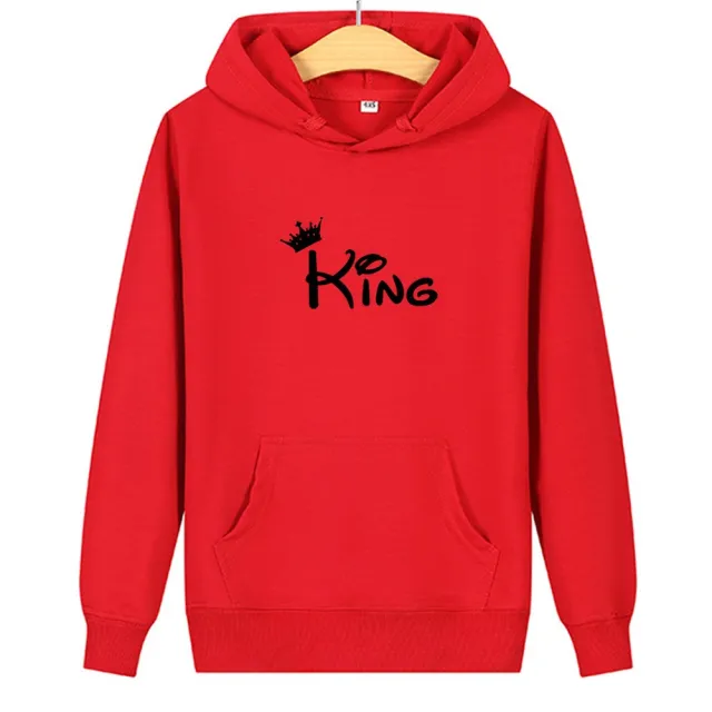 QUEEN KING print hooded couple sweater Red King - Shop at LoveMi