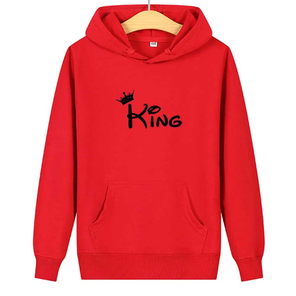 QUEEN KING print hooded couple sweater - Red King
