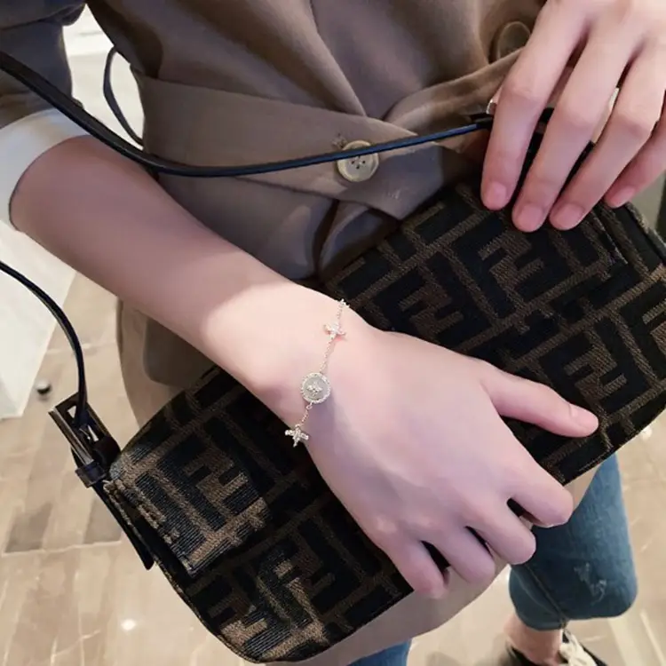 Mori Series Micro-Inlaid Zircon Plum Cross Bracelet