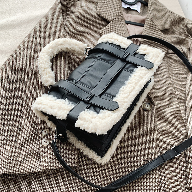 Small Square Bag Lamb Plush Crossbody Bag