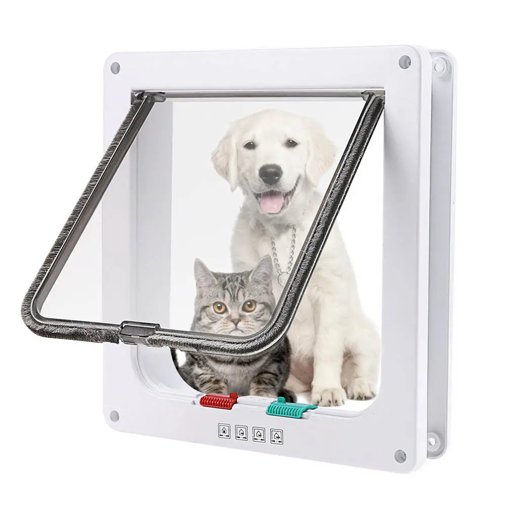 4 Way Lockable Pet Door Security Flap ABS Plastic