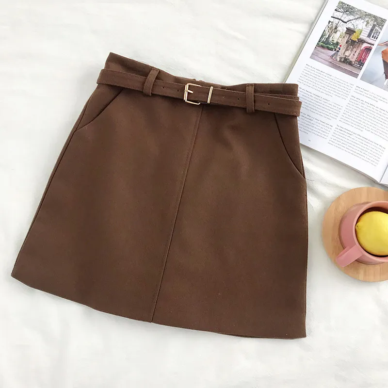 High waist All-match Bag Hip A-line Skirt - Coffee