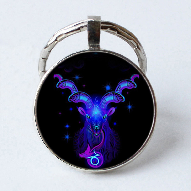 Twelve Constellation 25mm Time Gem Metal Keychain Capricorn - Shop at LoveMi