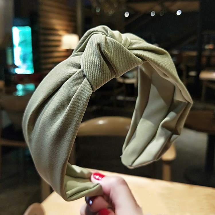 Vintage Fabric Wide sided Knotted Cross Headband Green - Shop at LoveMi