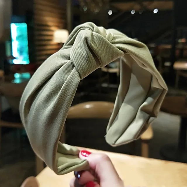 Vintage Fabric Wide sided Knotted Cross Headband Green - Shop at LoveMi