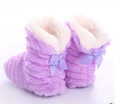 Spot fashion foreign trade floor boots bow warm home Purple - Shop at LoveMi