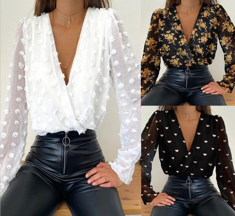 White jacquard deep V long sleeve lining
