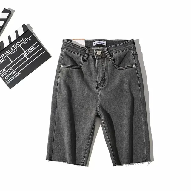 Summer high waist straight five point pants Grey - Shop at LoveMi