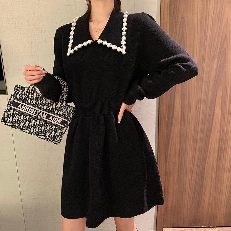 Knitted Dress Women Autumn And Winter Mid-length Base Sweater Dress