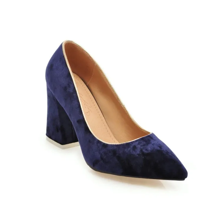 Suede pointed toe chunky heels - Purple