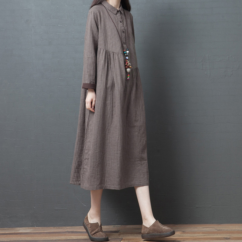 Spring and Autumn New Style Cotton and Linen Dress Women Casual Plus Size