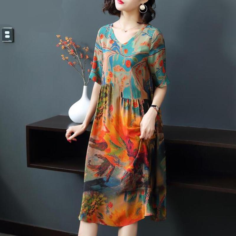 Printed silk dress