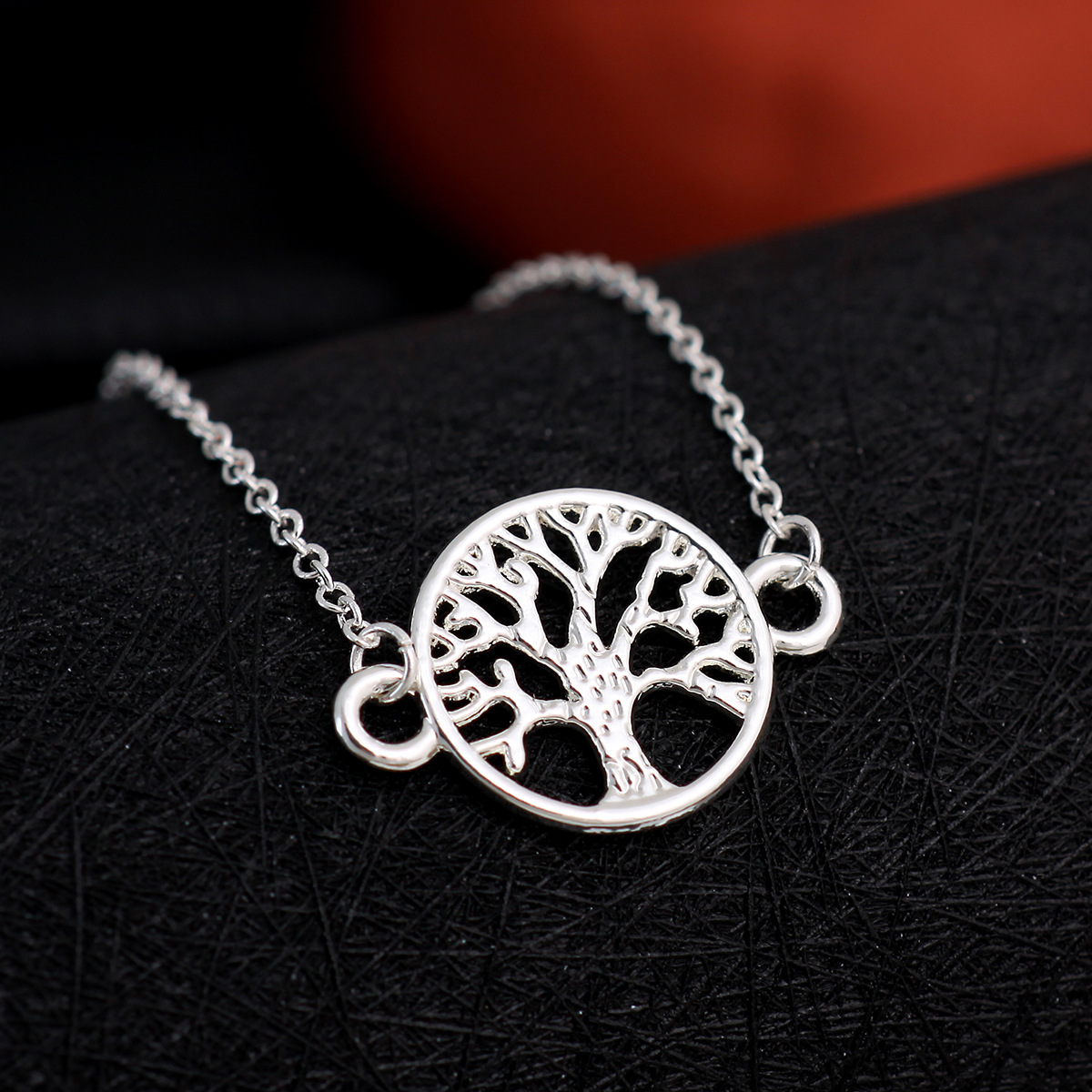 Geometric circular hollow tree of life bracelet