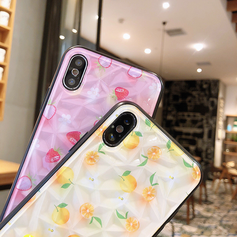 Mobile phone case youth version strawberry orange diamond pattern - Image 2