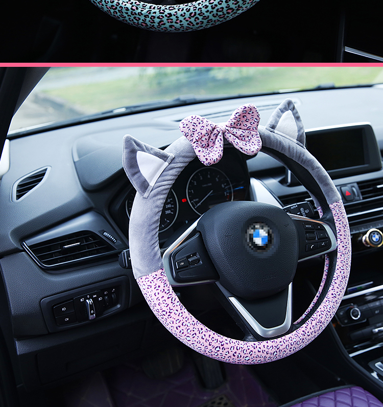 Cute Cat Ear Steering Wheel Cover Short Plush - Image 3