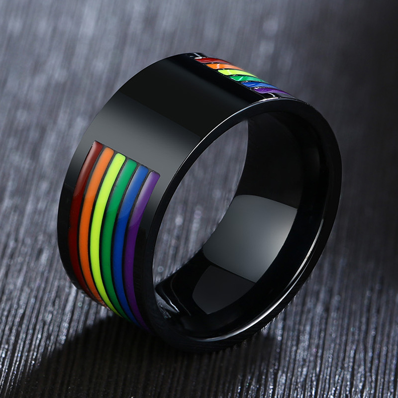 Rainbow stainless steel men's ring