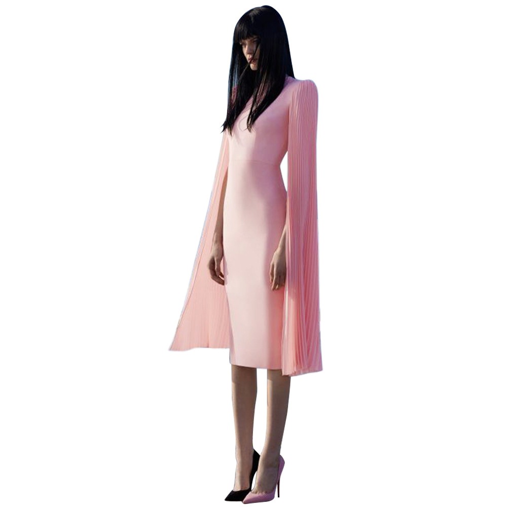 Solid color slim bag hip pencil dress