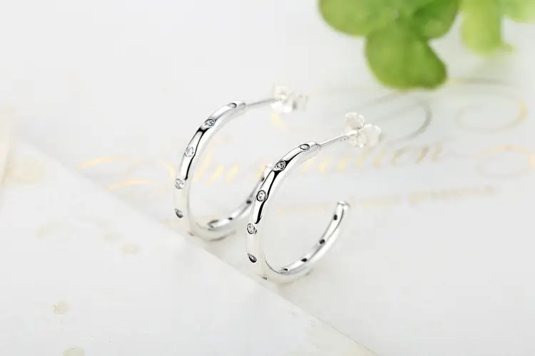 Simple classic zircon s925 silver earrings