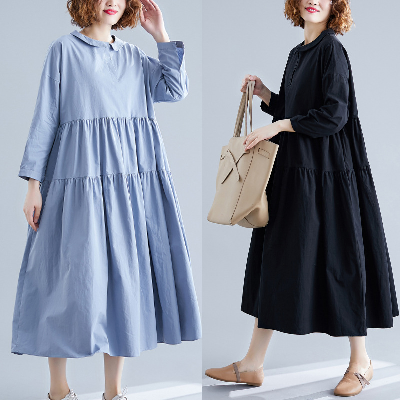 Plus Size Fat MM Long Sleeve Doll Dress Big swing Robe