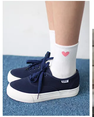 Mid-socks solid color love cotton socks - Mid-Socks Solid Color Love Cot