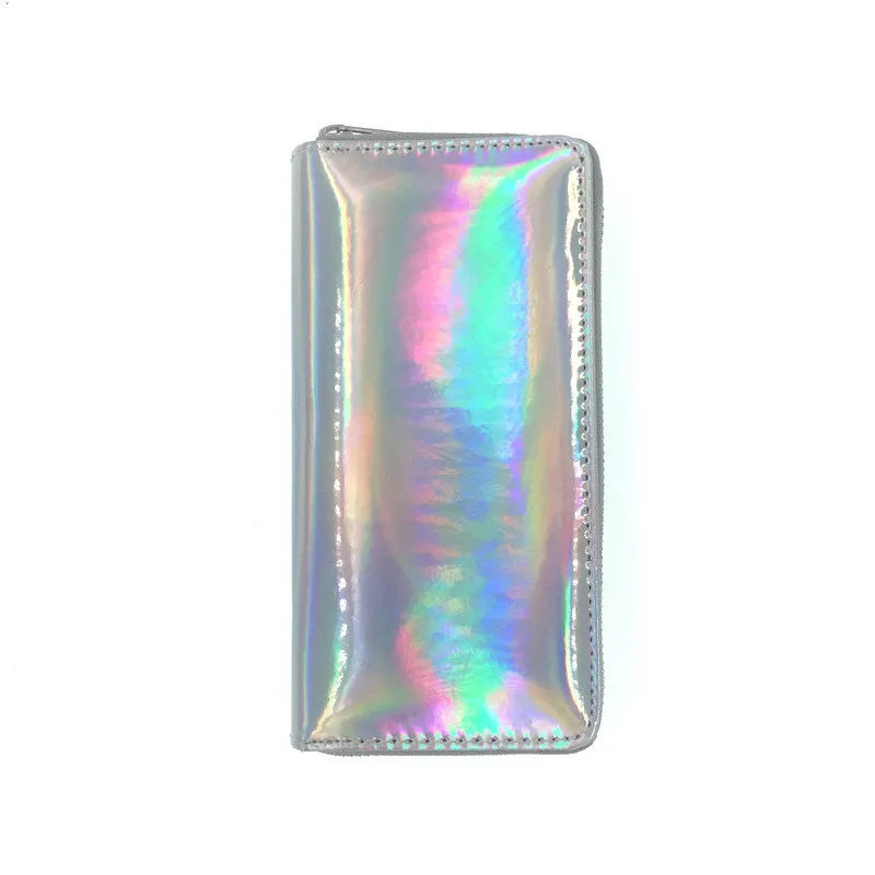 Eco-friendly Laser PU Long Wallet Student Card Case - White