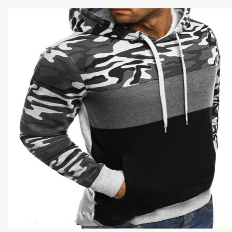Men's Camouflage Color Matching Slim Sweatshirt
