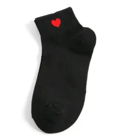 Women's Socks Cotton Heart Shaped Socks Love Cute Short Socks Women - Black - View 1