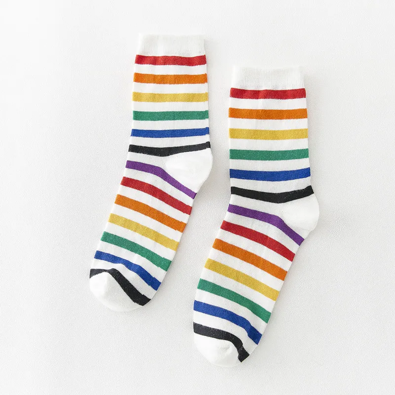 Socks Women's Tube Socks Stripes Sweet Color - White