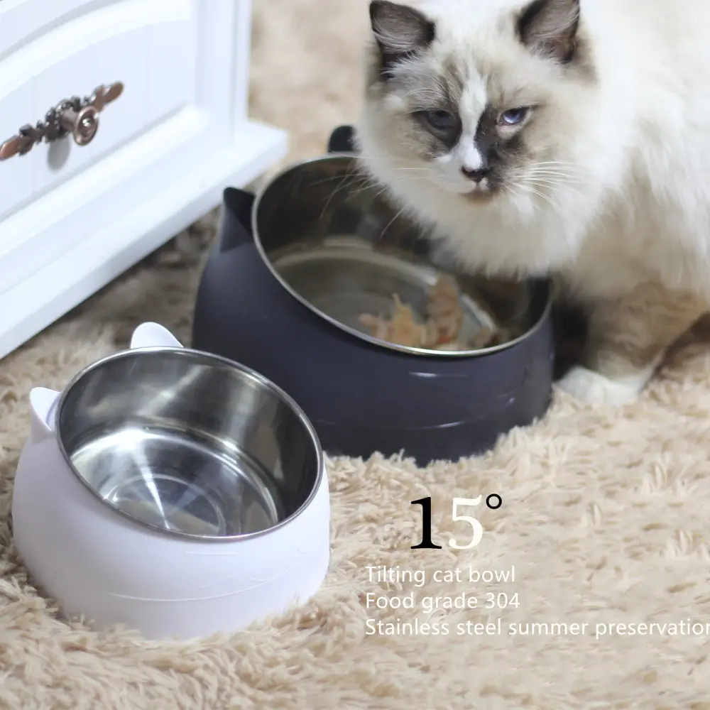 Protective Cervical Cat Bowl Oblique Mouth Pet