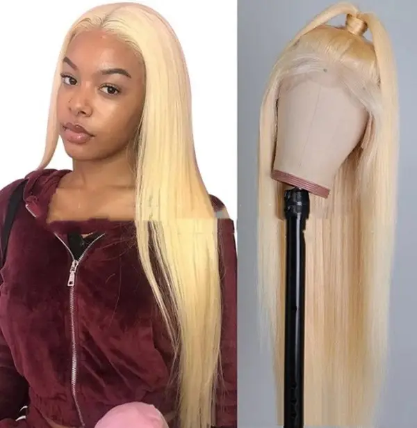 Mid-length Straight Light Gold Warm Silk Female
