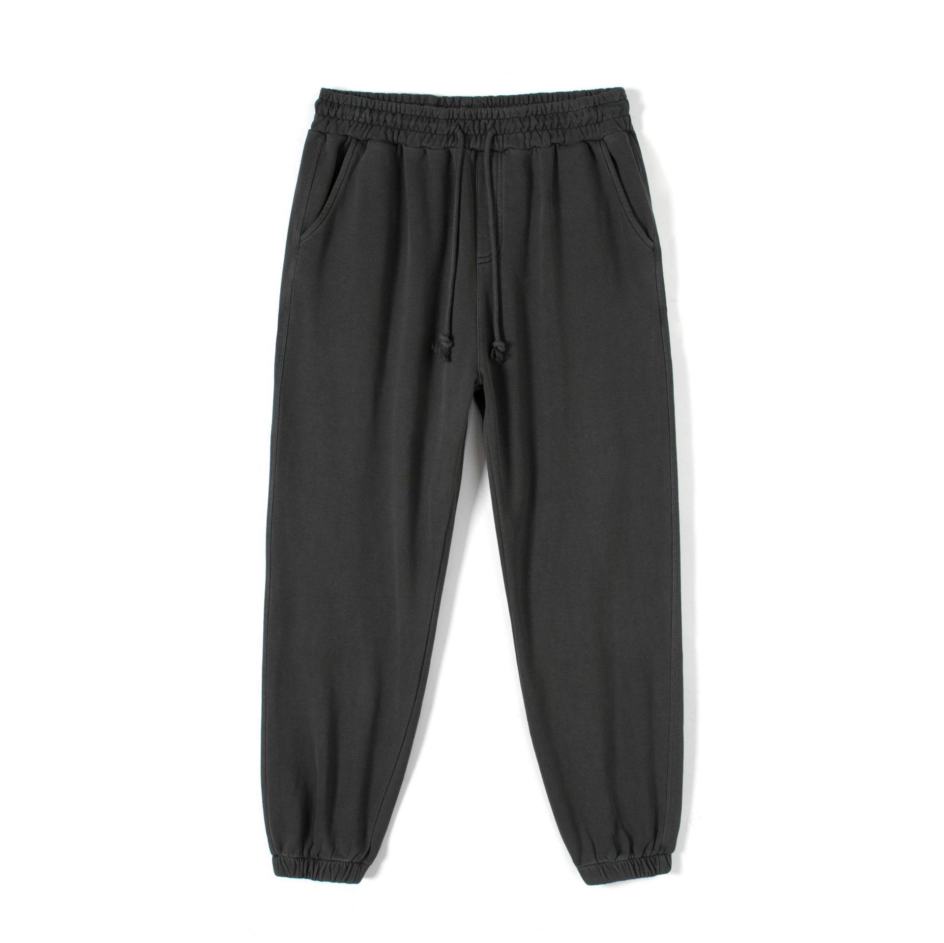 Pure color all-match casual pants, hip-hop wash water to make old loose terry pants