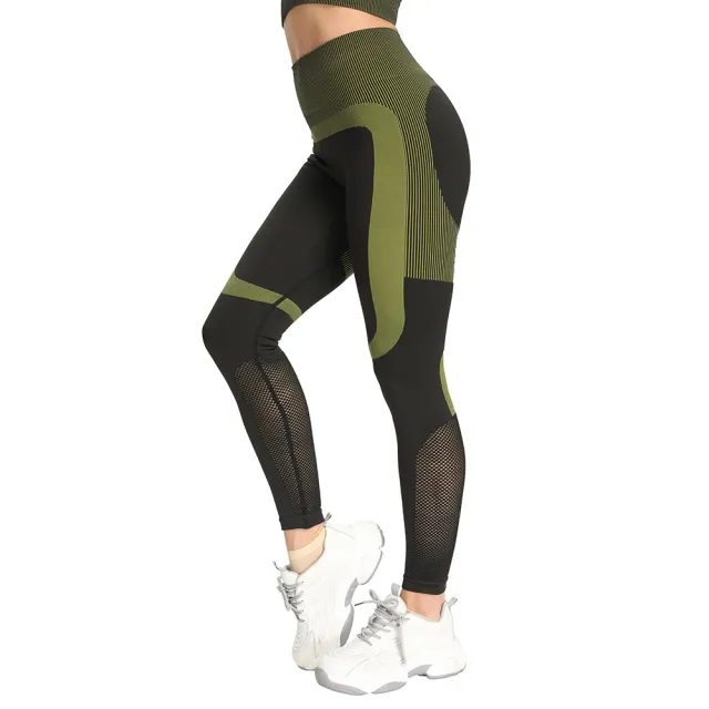Hip Lifting Slim AB Yarn Seamless Hollow Yoga Suit Army Green - Shop at LoveMi