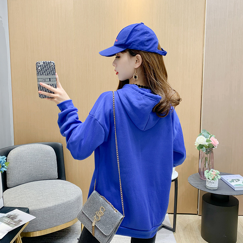 Cartoon Hooded Sweater Women Plus Velvet Dragon Print