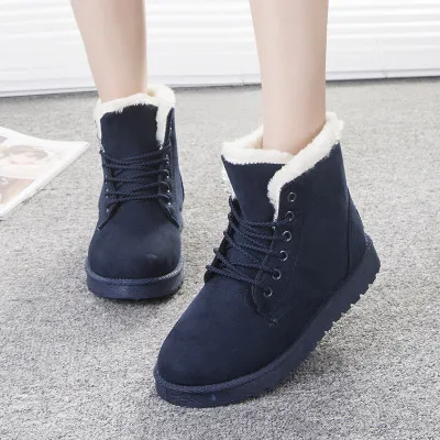 Snow Boot for Women Winter Shoes Heels Winter Boots Ankle Warm Plush Insole Blue - Shop at LoveMi