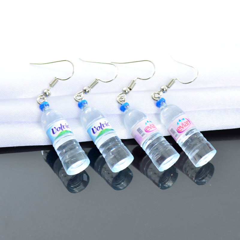 Vivid Little Mineral Water Bottle Pendant Silver Color Dangle Earrings Drop Earrings for Women