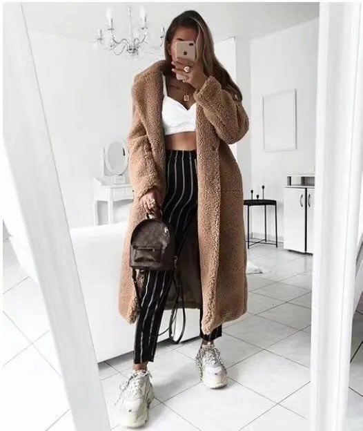 Lamb woolen woolen coat women Brown - Shop at LoveMi